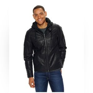 Apt9 Leather Jacket with Hoodie size XXL
